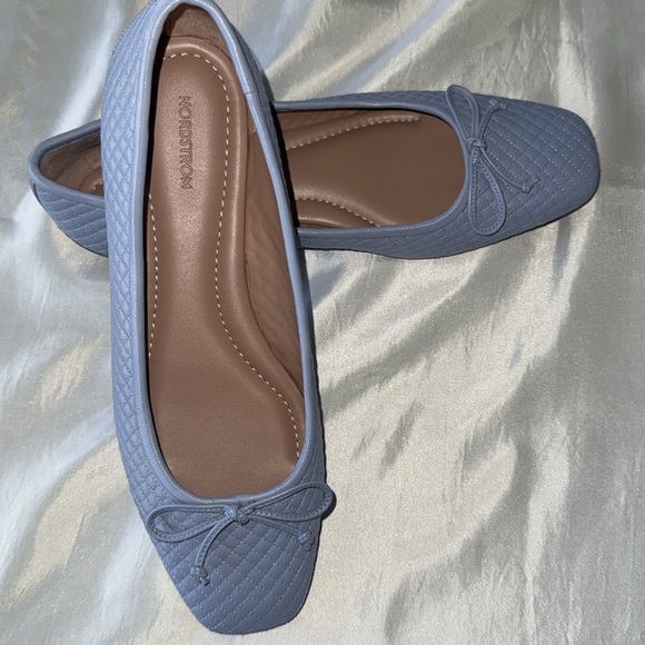New Light Blue Quilted Ashton Ballet Flats Elegant Loafers Coquette Preppy Bow - Picture 7 of 11